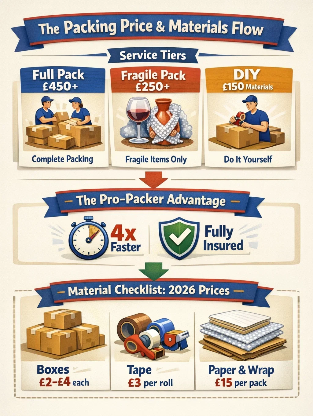 Infographics Packing and Unpacking Cost